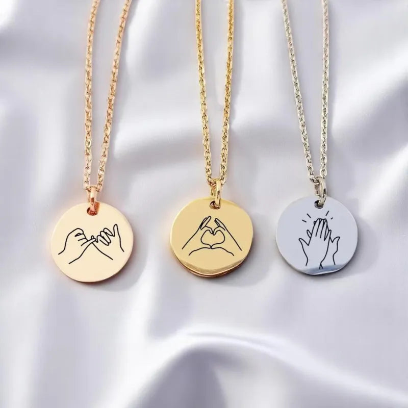 Collier personnalisé en langue des signes et gravure verso - Nemeti Bijoux