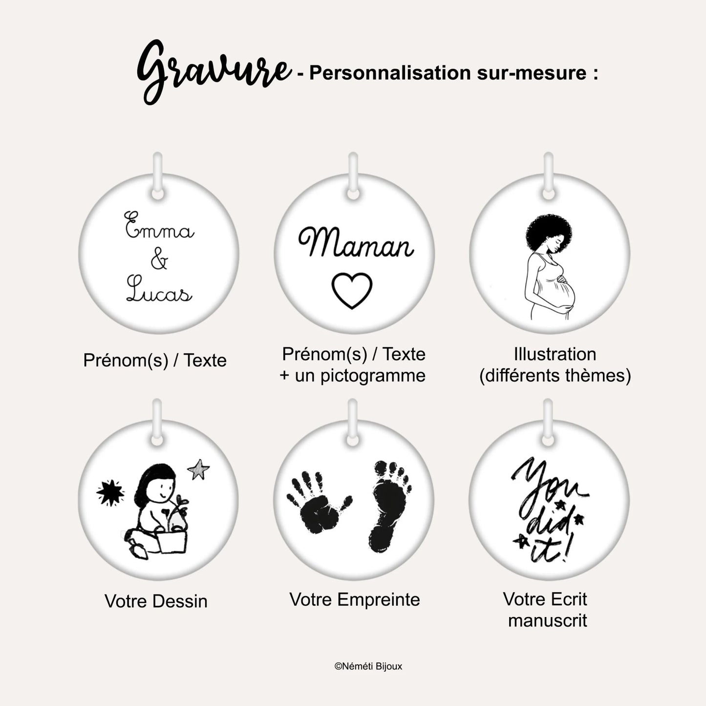 Collier Personnalisé Médaille Gravée & Chaîne Émaillée - Nemeti Bijoux