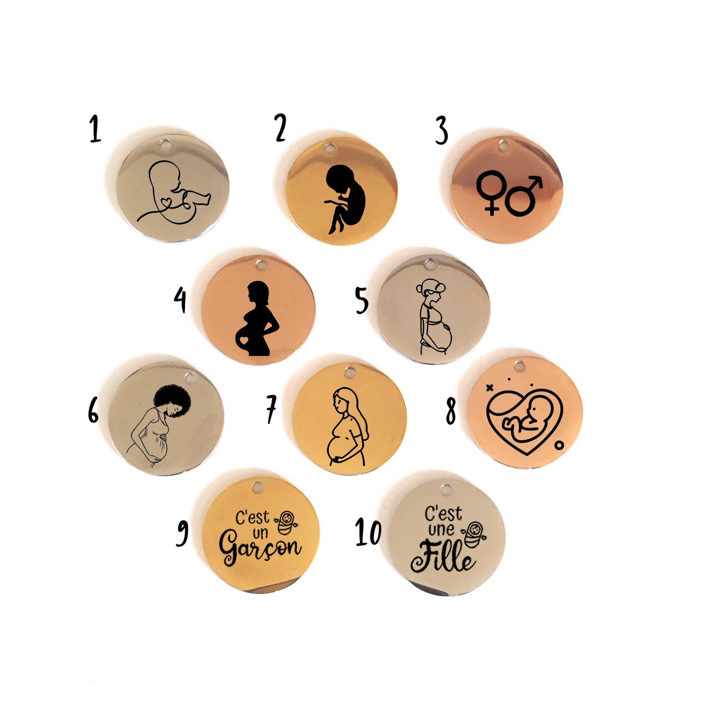 Médaille Gravée Grossesse – Pendentif Future Maman - Baby Shower - Nemeti Bijoux