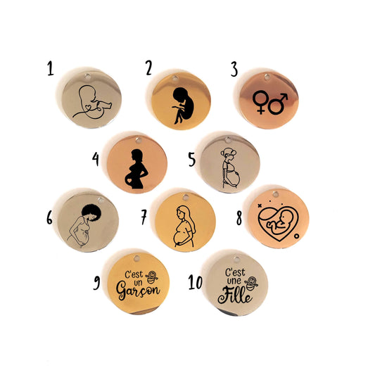 Médaille Gravée Grossesse – Pendentif Future Maman - Baby Shower - Nemeti Bijoux