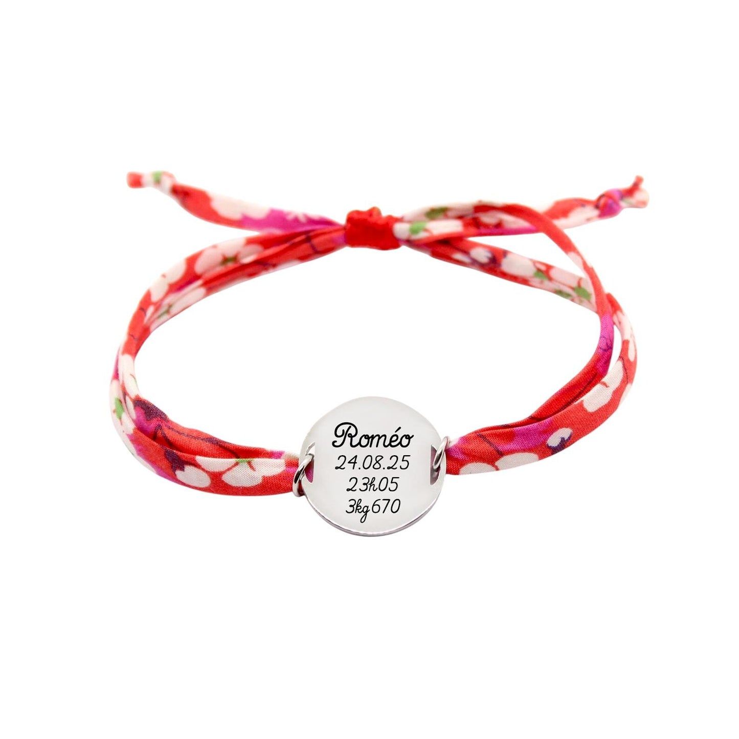 Bracelet liberty personnalisé cordon Mitsi Hibiscus rouge