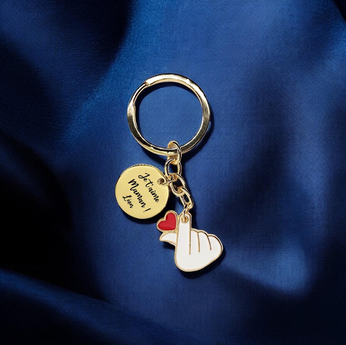 Porte-clés gravé personnalisé - Amour Cœur Coréen - Nemeti Bijoux