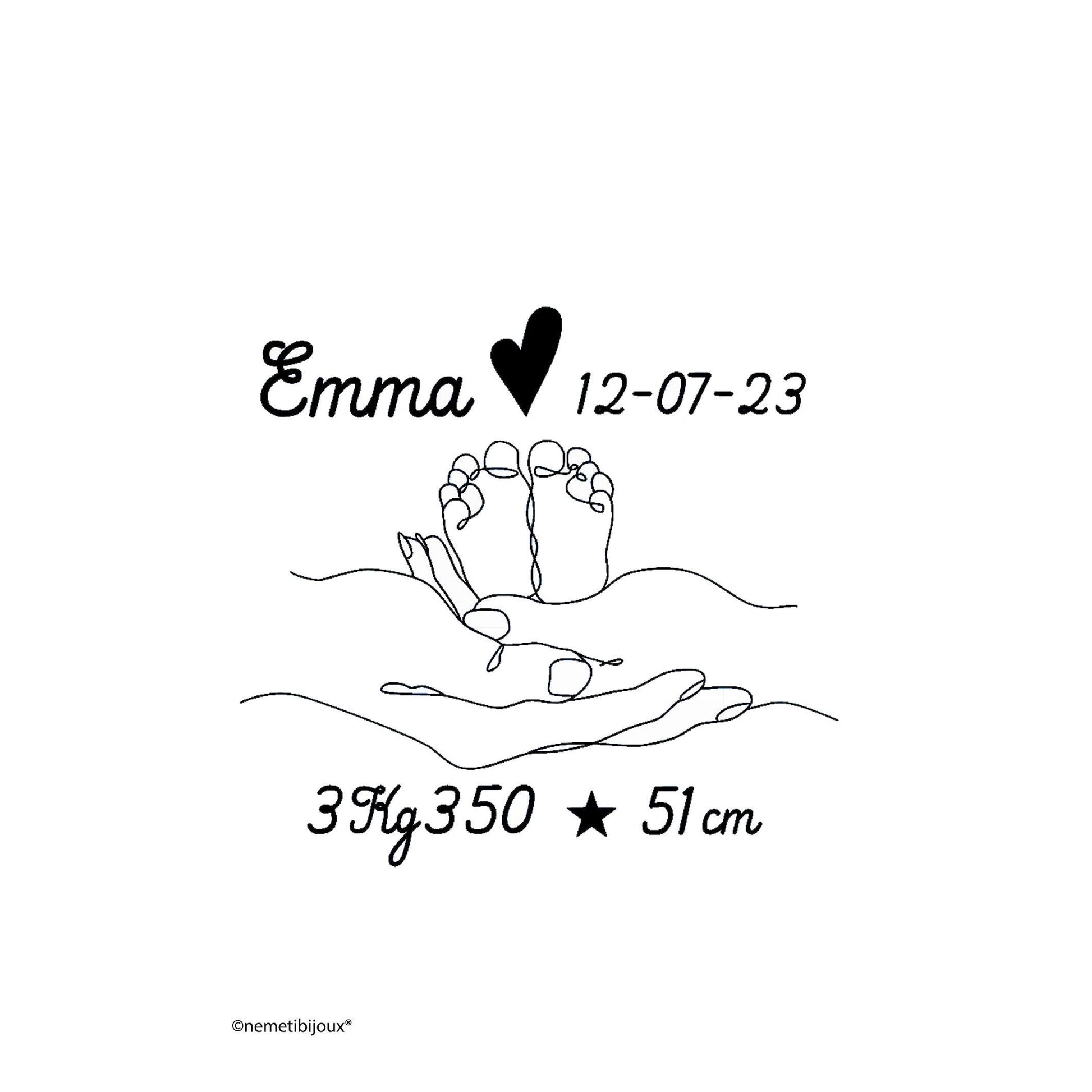 Collier Personnalisé Maman - Gravure Prénom Date Poids et Taille de bébé - Nemeti Bijoux