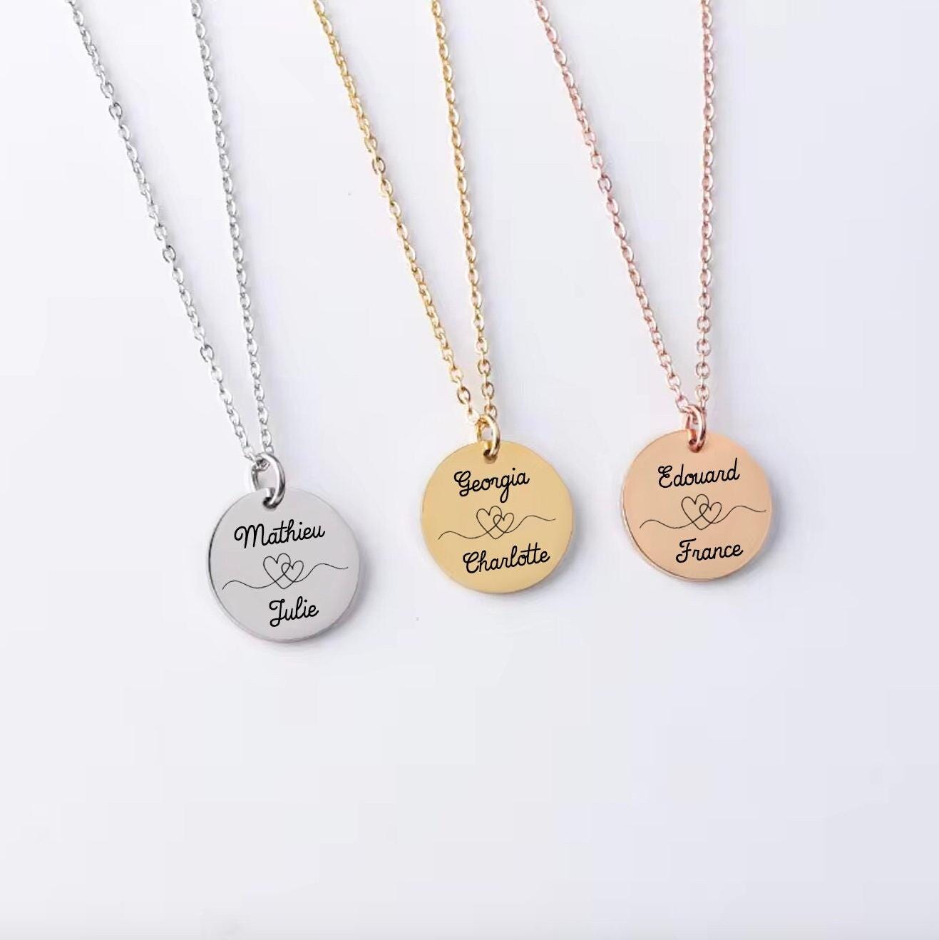 Collier Personnalisé Deux Prénoms – Coeurs Enlacés - Nemeti Bijoux