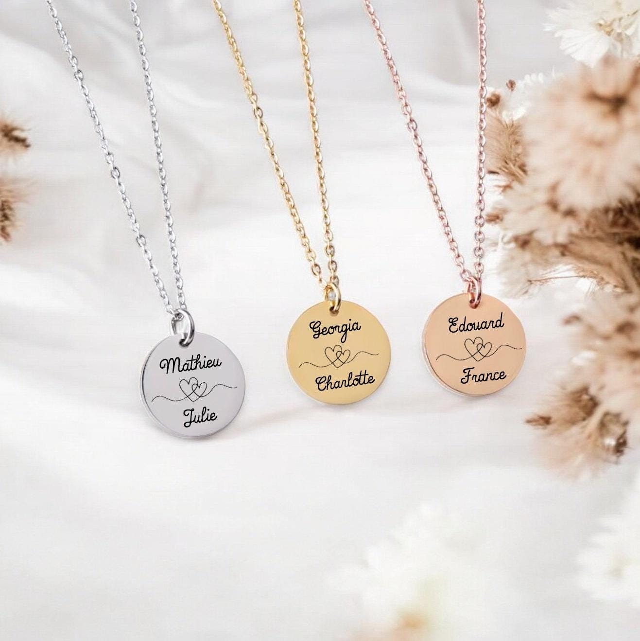 Collier Personnalisé Deux Prénoms – Coeurs Enlacés - Nemeti Bijoux