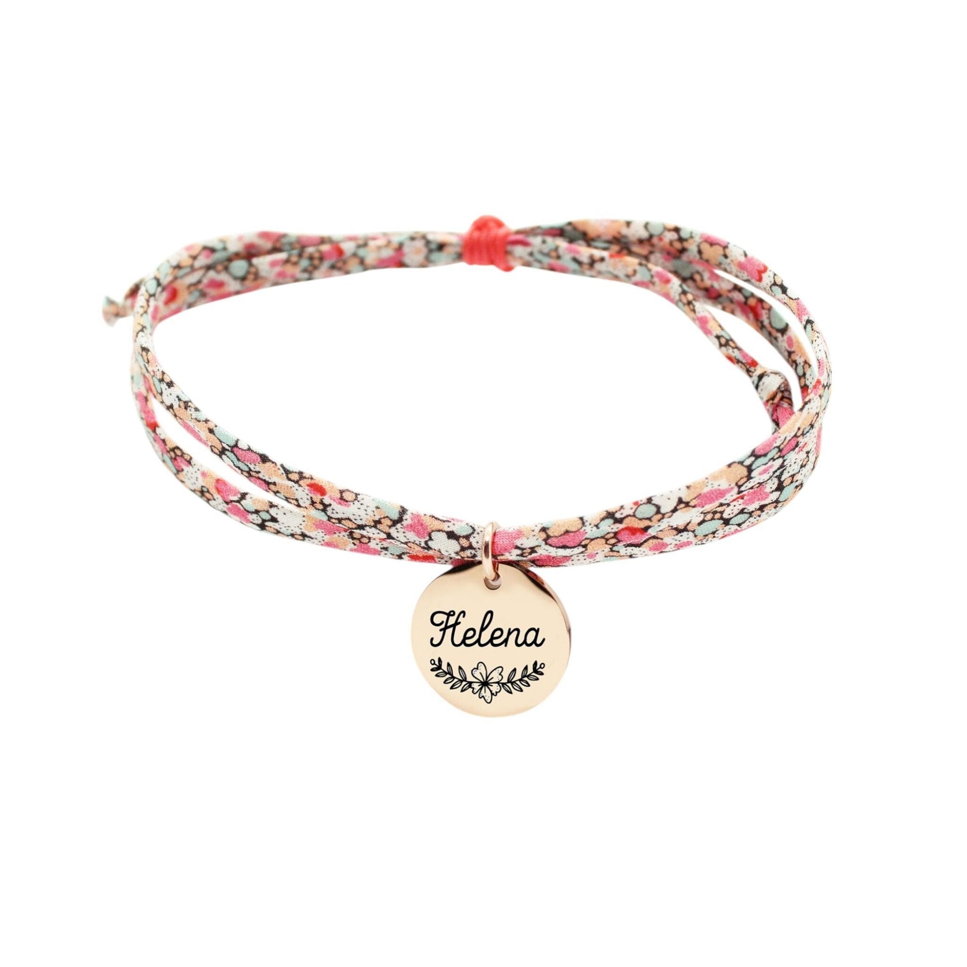 Bracelet liberty personnalisé cordon pepper corail - Nemeti Bijoux