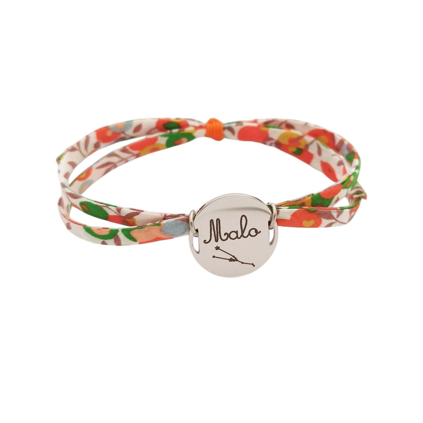 Bracelet liberty personnalisé cordon wiltshire mandarine orange - Nemeti Bijoux