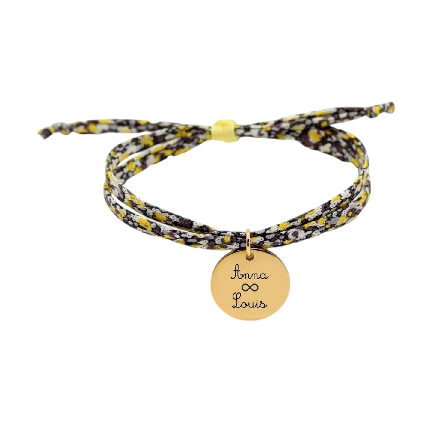 Bracelet liberty personnalisé cordon pepper jaune - Nemeti Bijoux