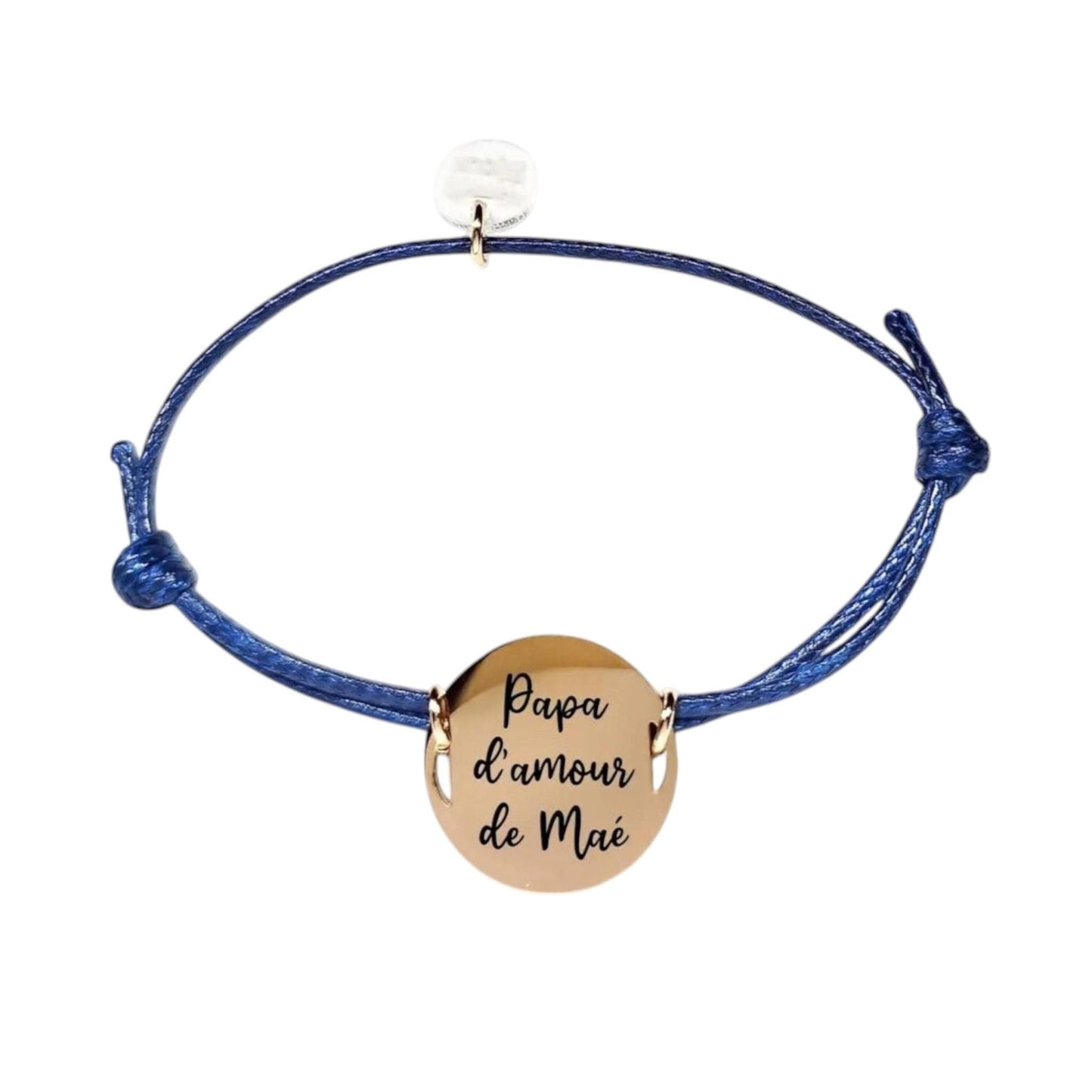 Bracelet personnalisé cordon ajustable avec médaille - Nemeti Bijoux