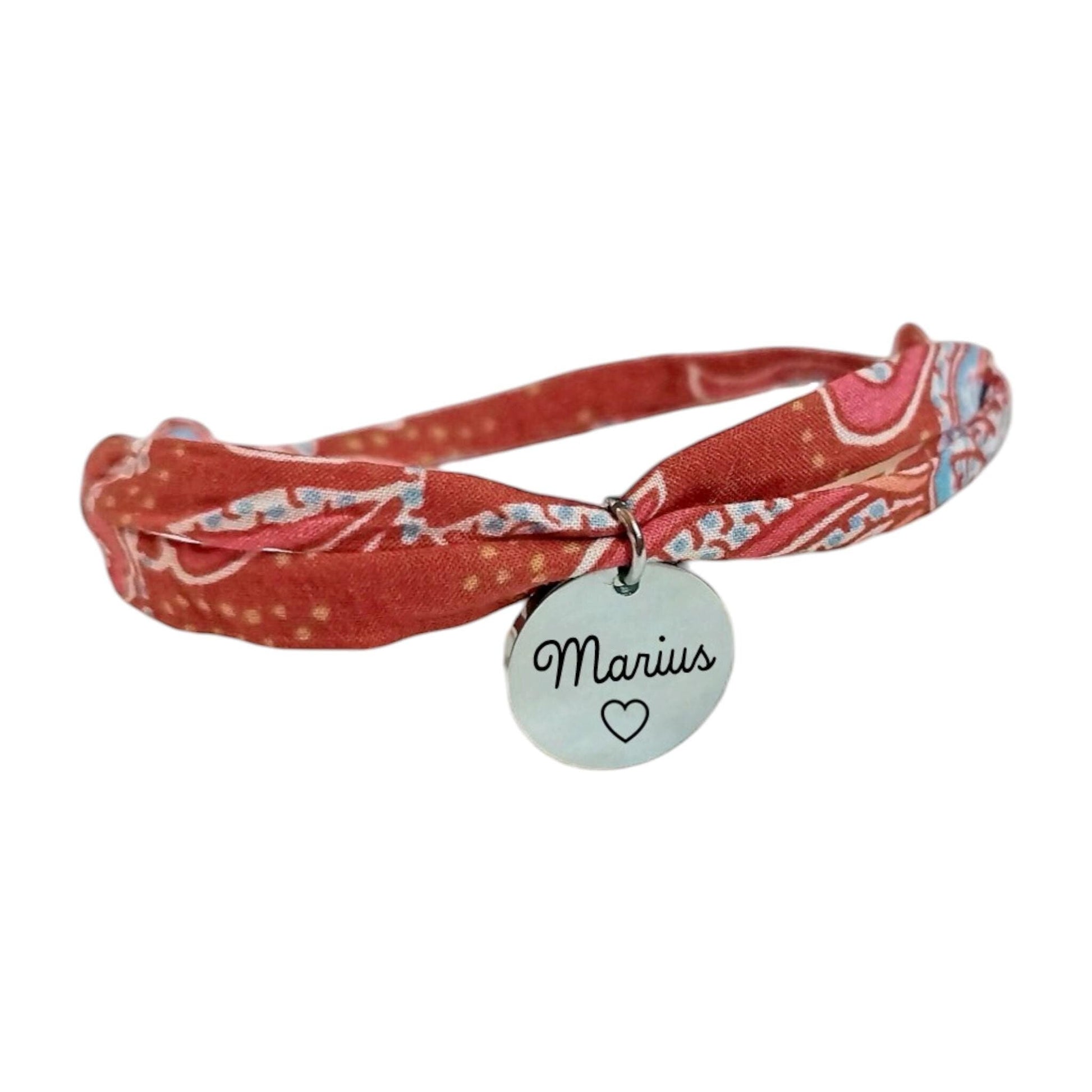 Bracelet liberty personnalisé cordon Flower Paisley rouge - Nemeti Bijoux