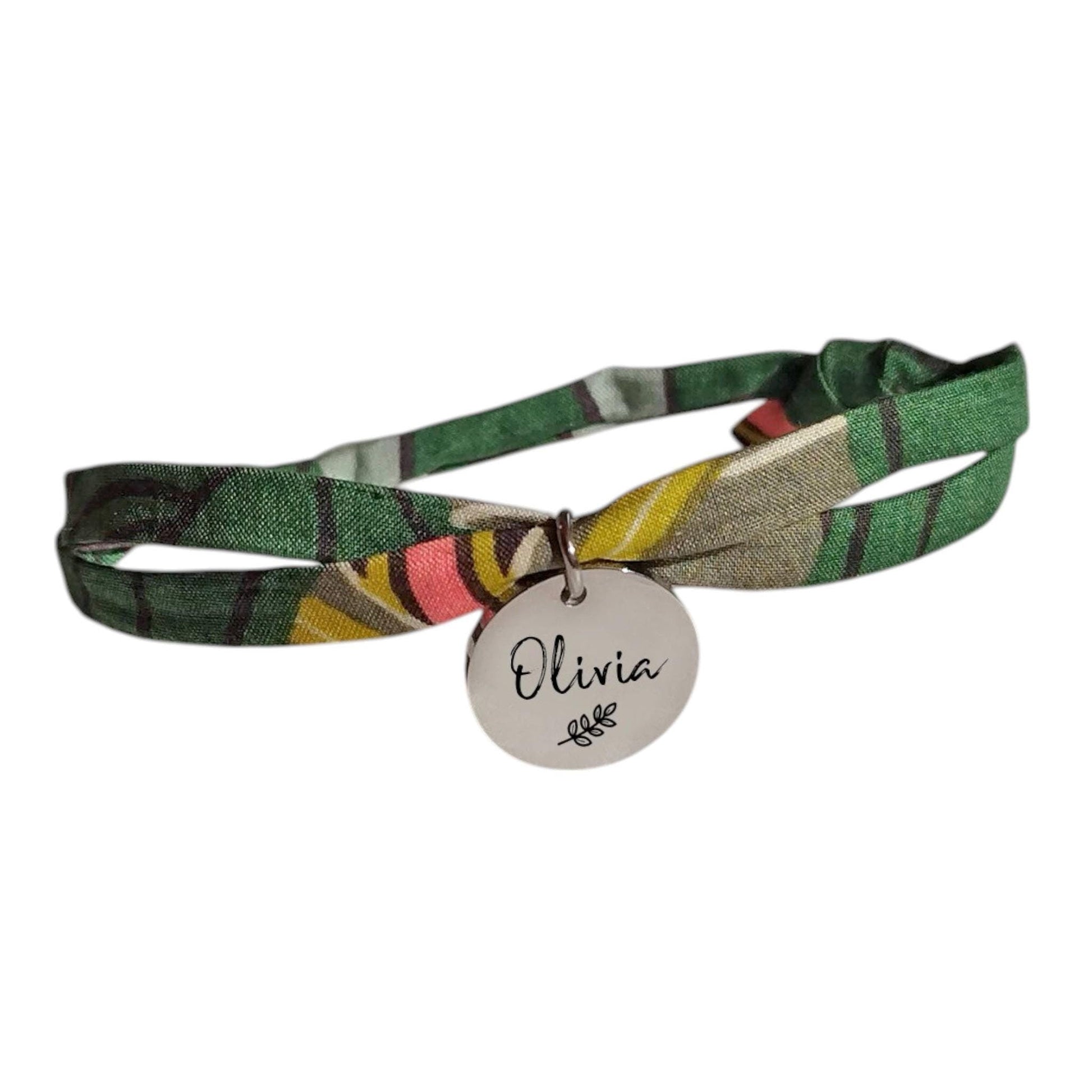 Bracelet liberty personnalisé cordon Evelyn Dawn vert - Nemeti Bijoux
