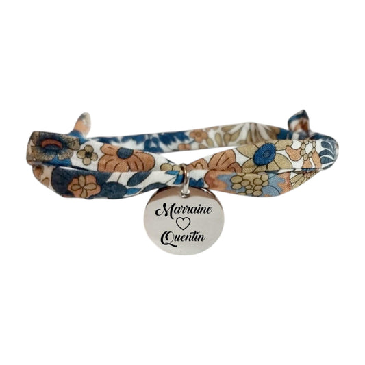 Bracelet liberty personnalisé cordon Margaret Annie bleu brun - Nemeti Bijoux