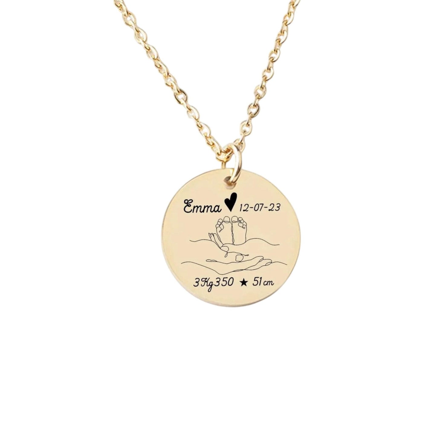 Collier Personnalisé Maman - Gravure Prénom Date Poids et Taille de bébé - Nemeti Bijoux