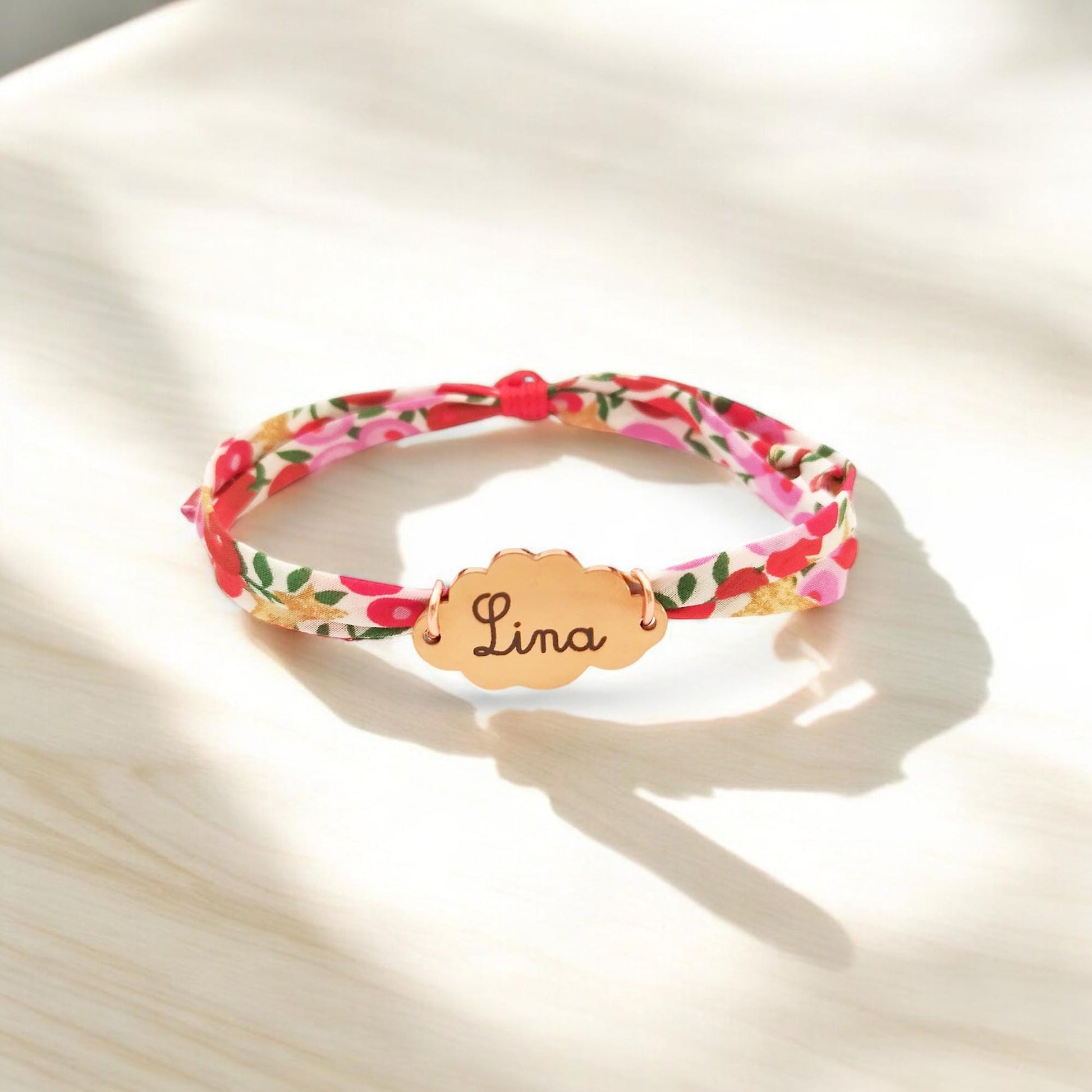 Bracelet liberty personnalisé cordon Wiltshire stars rose - Nemeti Bijoux