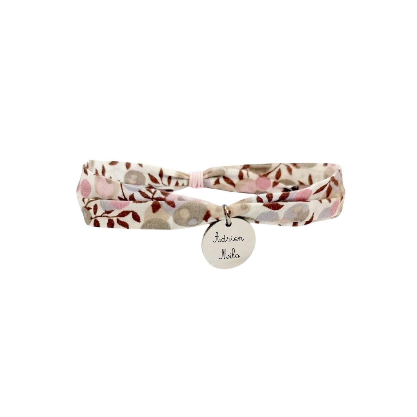 Bracelet liberty personnalisé cordon Wiltshire Silex rose scintillant - Nemeti Bijoux
