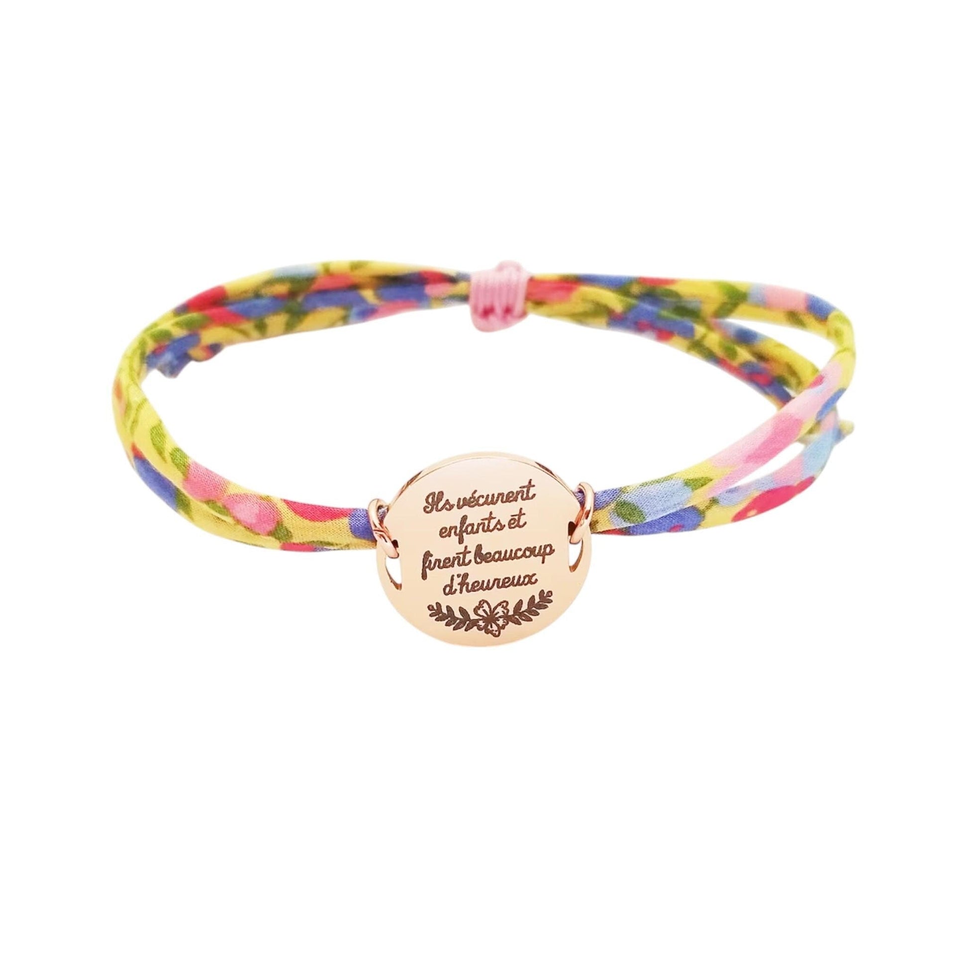 Bracelet liberty personnalisé cordon Wiltshire safran jaune - Nemeti Bijoux