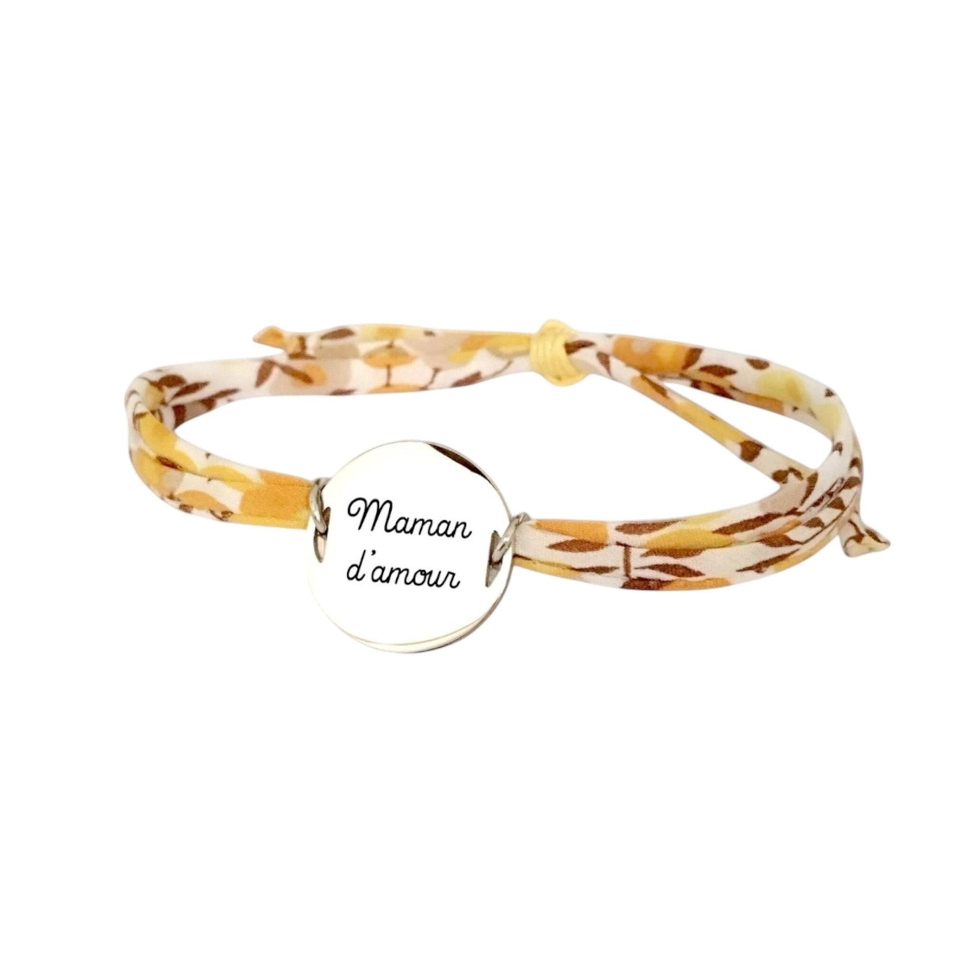 Bracelet liberty personnalisé cordon Wiltshire tournesol jaune - Nemeti Bijoux