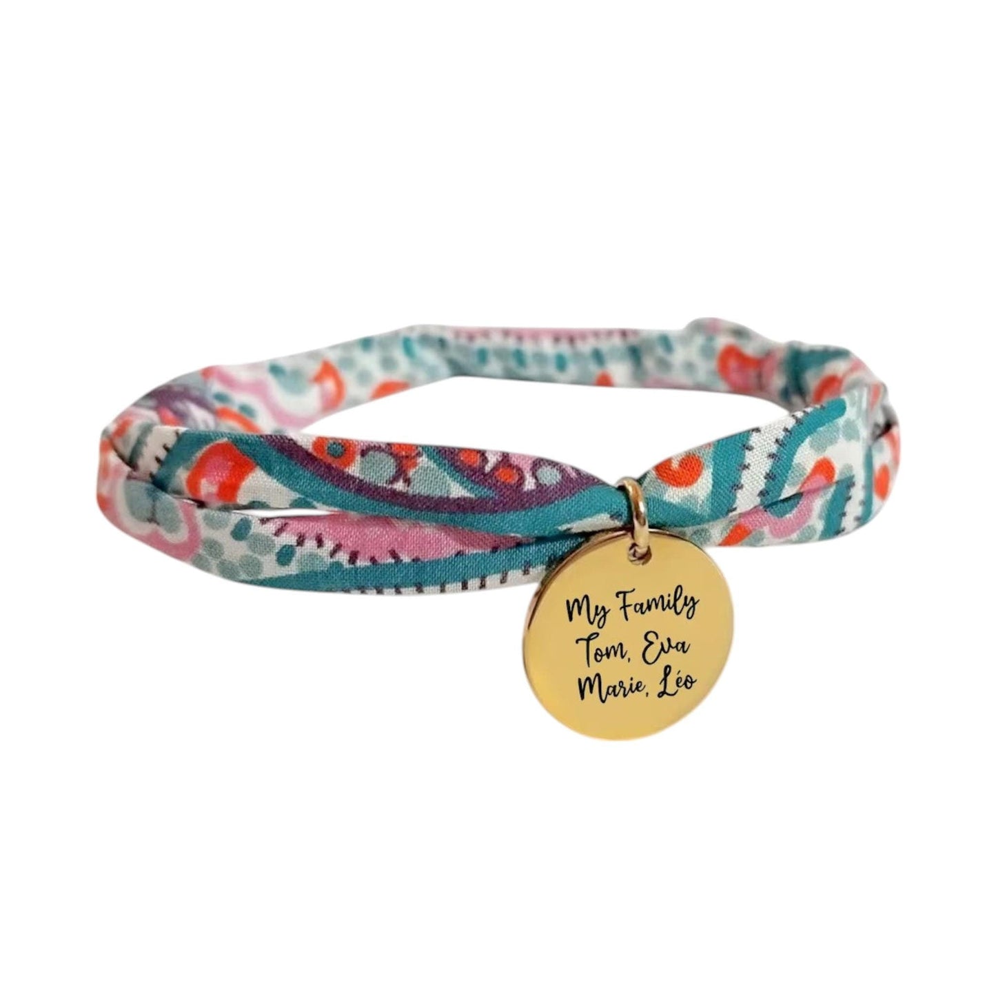 Bracelet liberty personnalisé cordon Pasha’s Paisley violet - Nemeti Bijoux