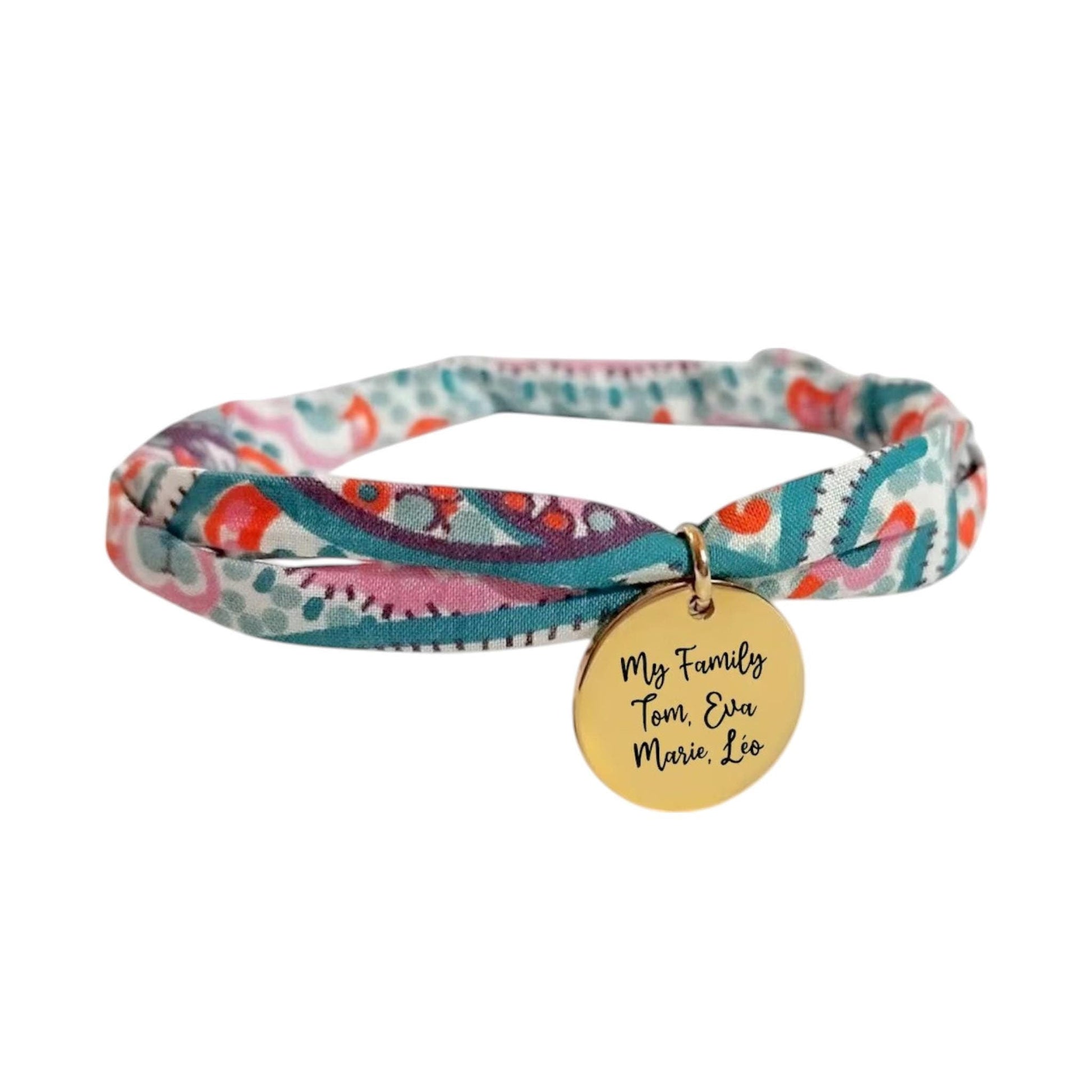 Bracelet liberty personnalisé cordon Pasha’s Paisley violet - Nemeti Bijoux