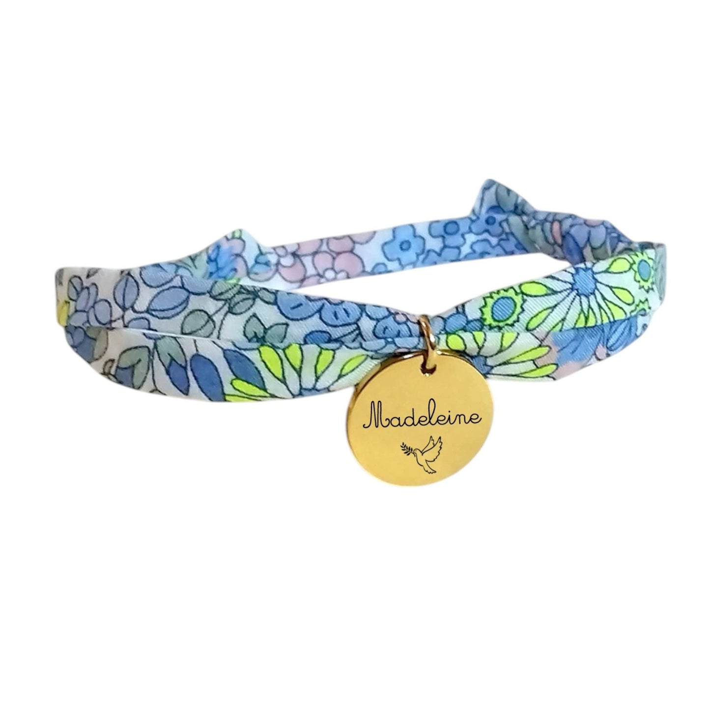 Bracelet liberty personnalisé cordon Margaret Annie Neon Yellow - Nemeti Bijoux