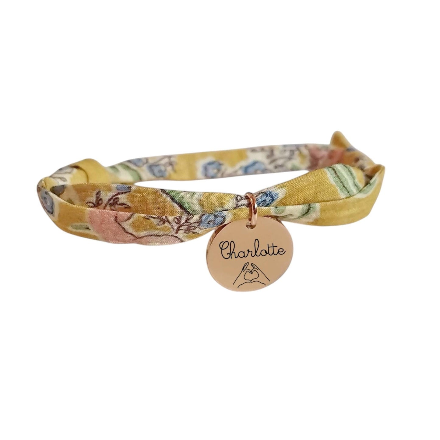 Bracelet liberty personnalisé cordon Love Grandma Lyn jaune - Nemeti Bijoux