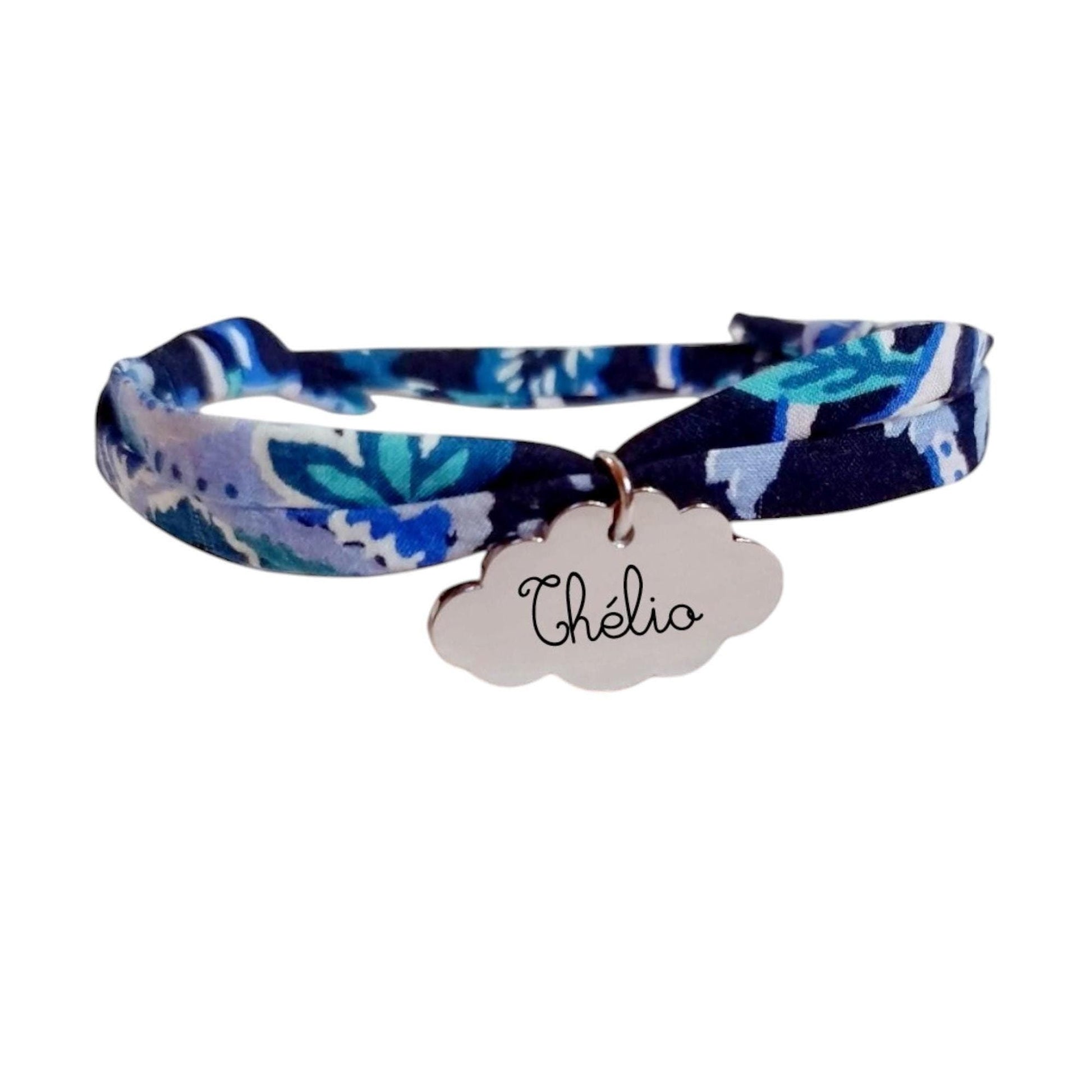 Bracelet liberty personnalisé cordon Tapestry Tree marine - Nemeti Bijoux