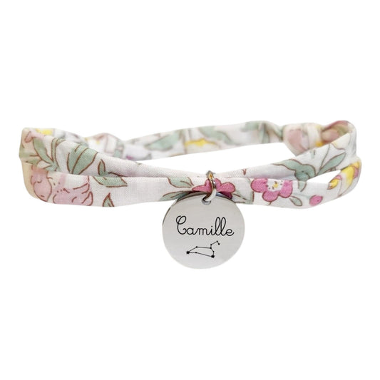 Bracelet liberty personnalisé cordon ’Mamie rose et jaune’ - Nemeti Bijoux