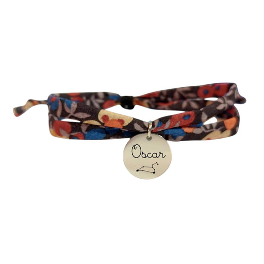 Bracelet cordon tissu Liberty Wiltshire bijou liberty gravé - Nemeti Bijoux