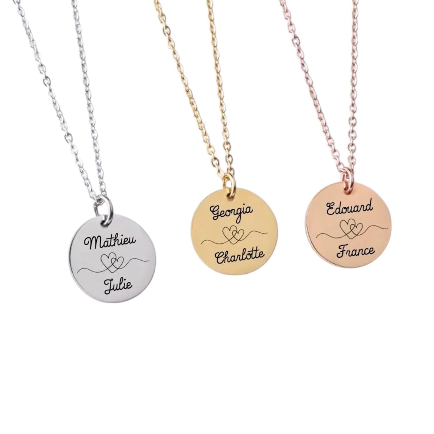 Collier Personnalisé Deux Prénoms – Coeurs Enlacés - Nemeti Bijoux