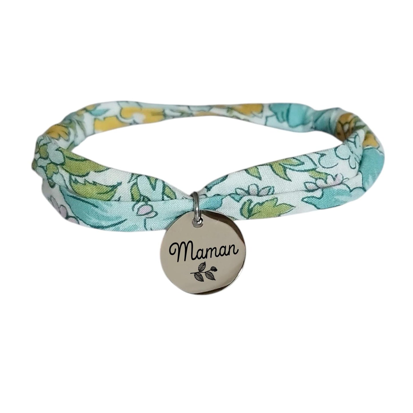 Bracelet liberty personnalisé cordon Lulworth Cove vert parme - Nemeti Bijoux