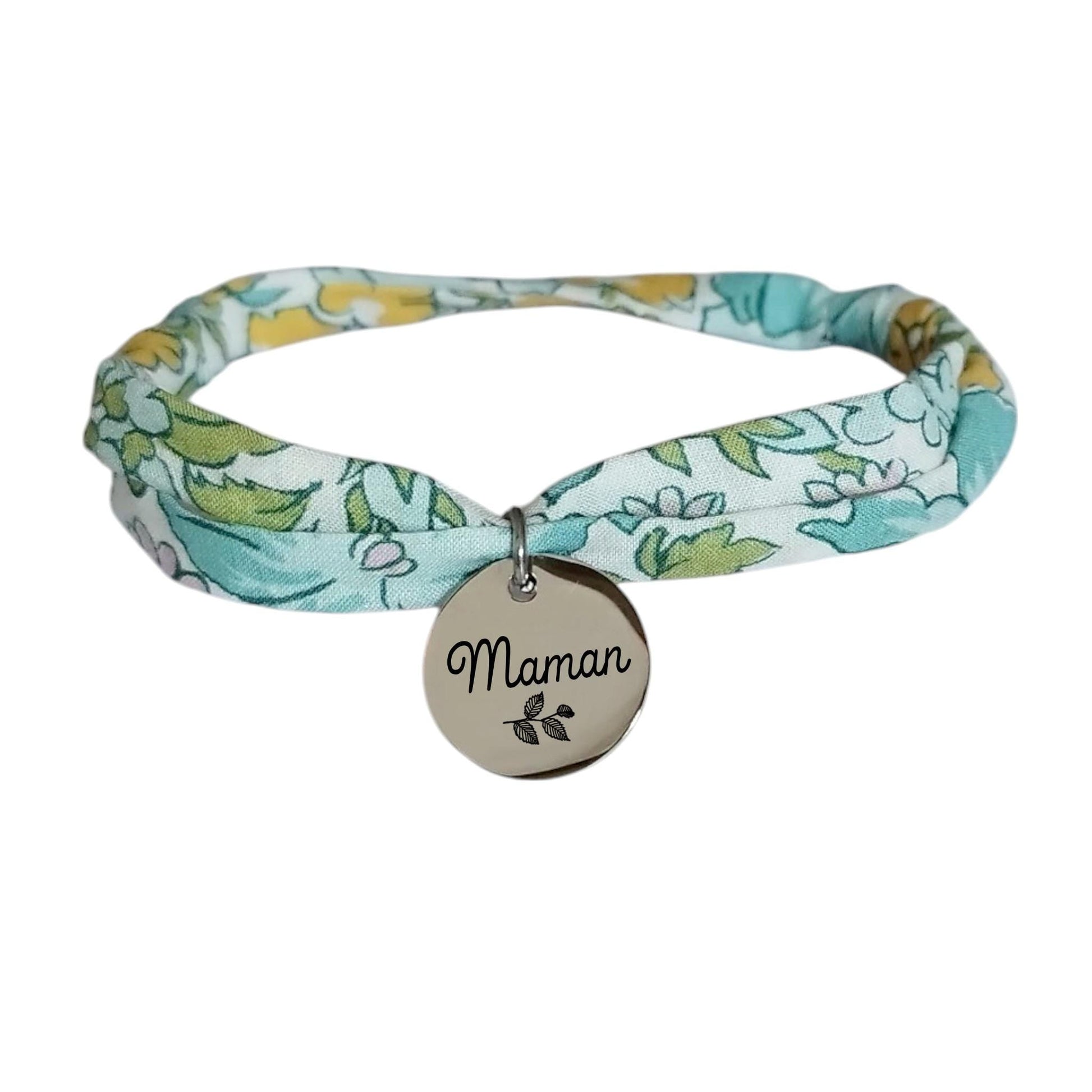 Bracelet liberty personnalisé cordon Lulworth Cove vert parme - Nemeti Bijoux