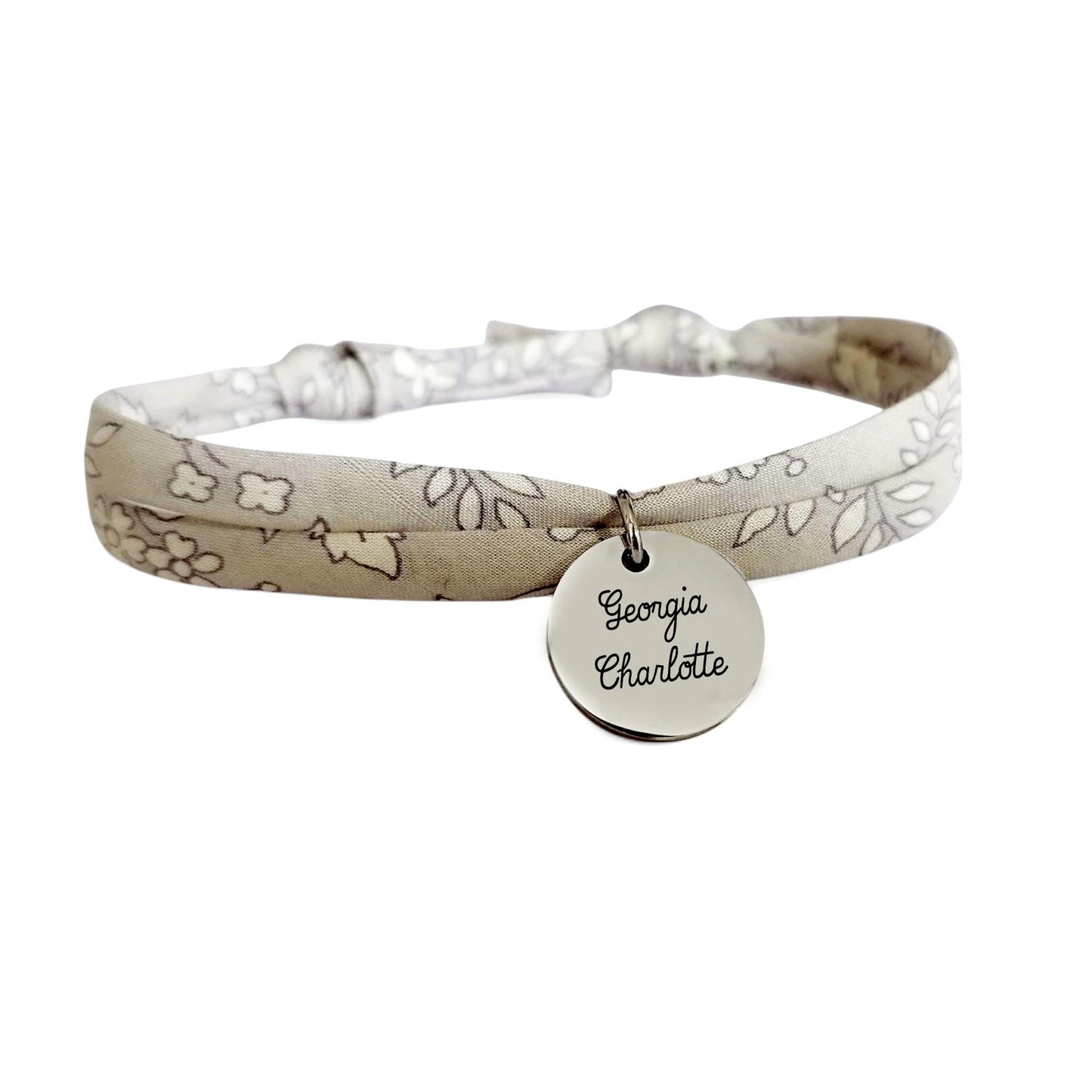 Bracelet liberty personnalisé cordon capel gris - Nemeti Bijoux