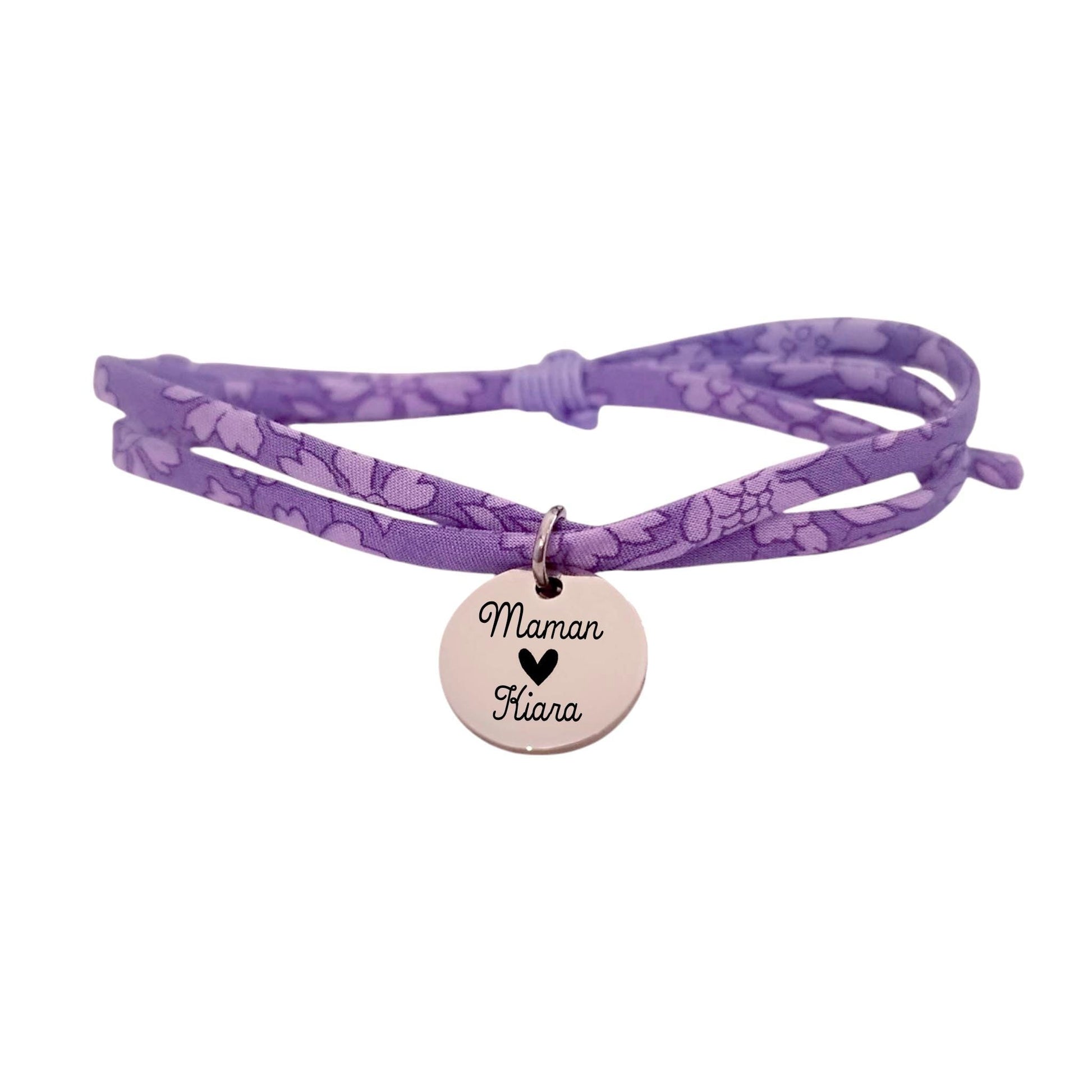 Bracelet liberty personnalisé cordon Capel violet - Nemeti Bijoux