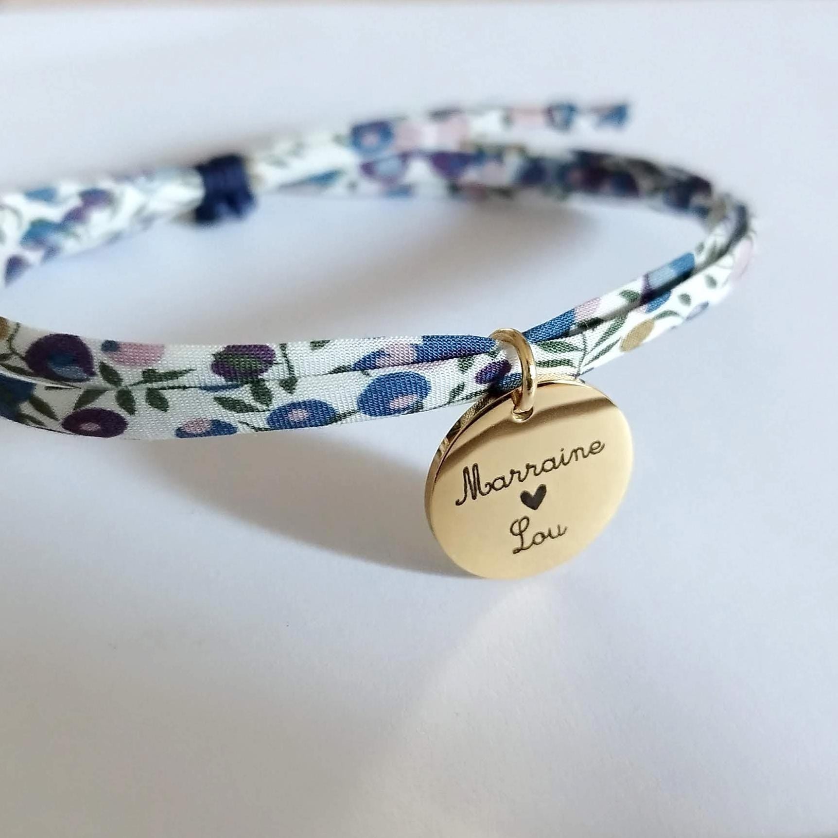 Bracelet liberty personnalisé cordon wiltshire bud myrtille - Nemeti Bijoux