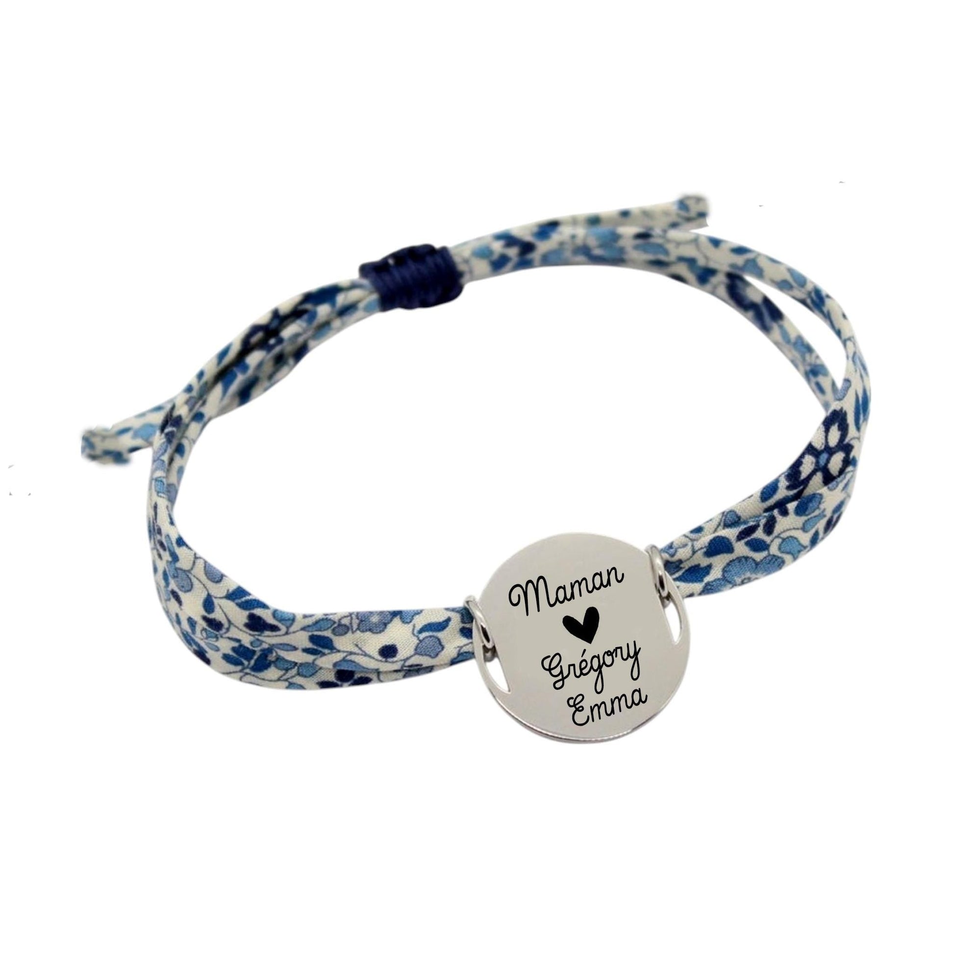 Bracelet liberty personnalisé cordon katie & millie bleu - Nemeti Bijoux