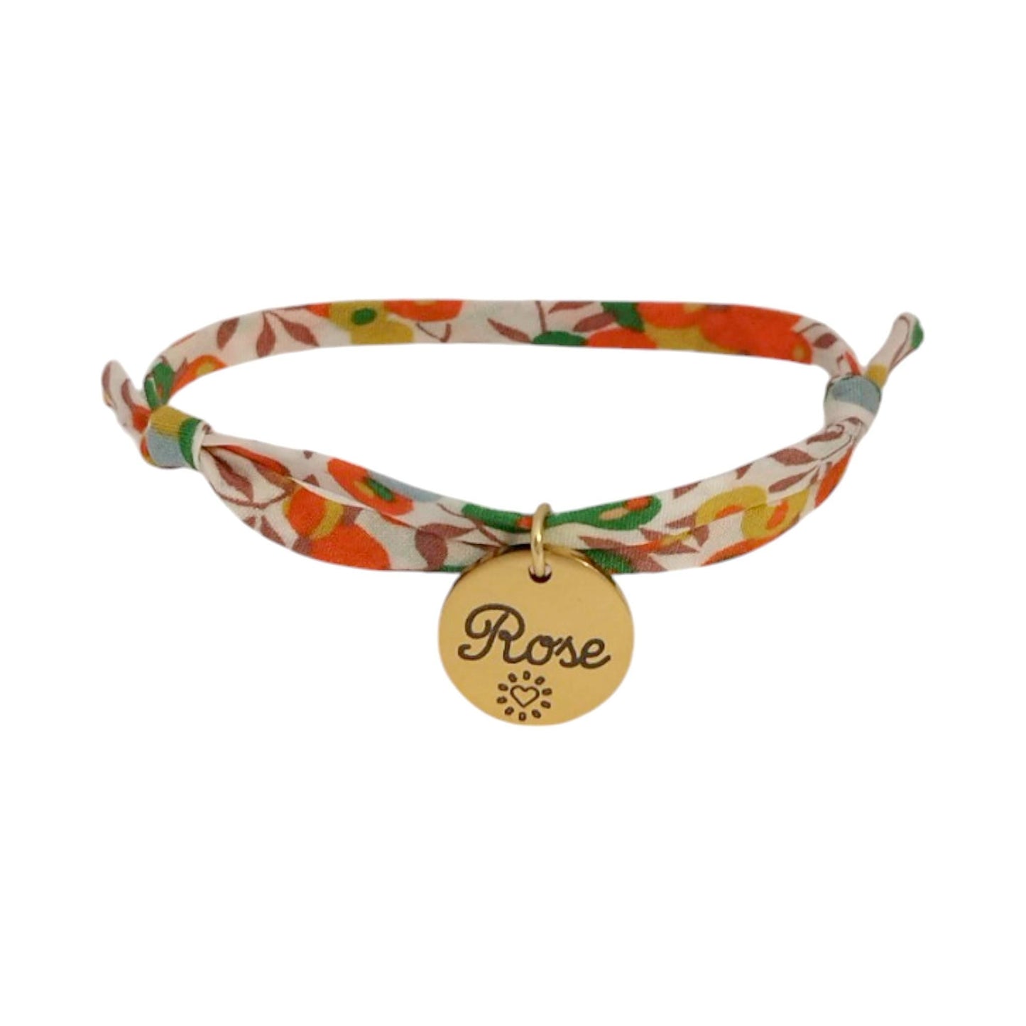 Bracelet liberty personnalisé cordon wiltshire mandarine orange - Nemeti Bijoux