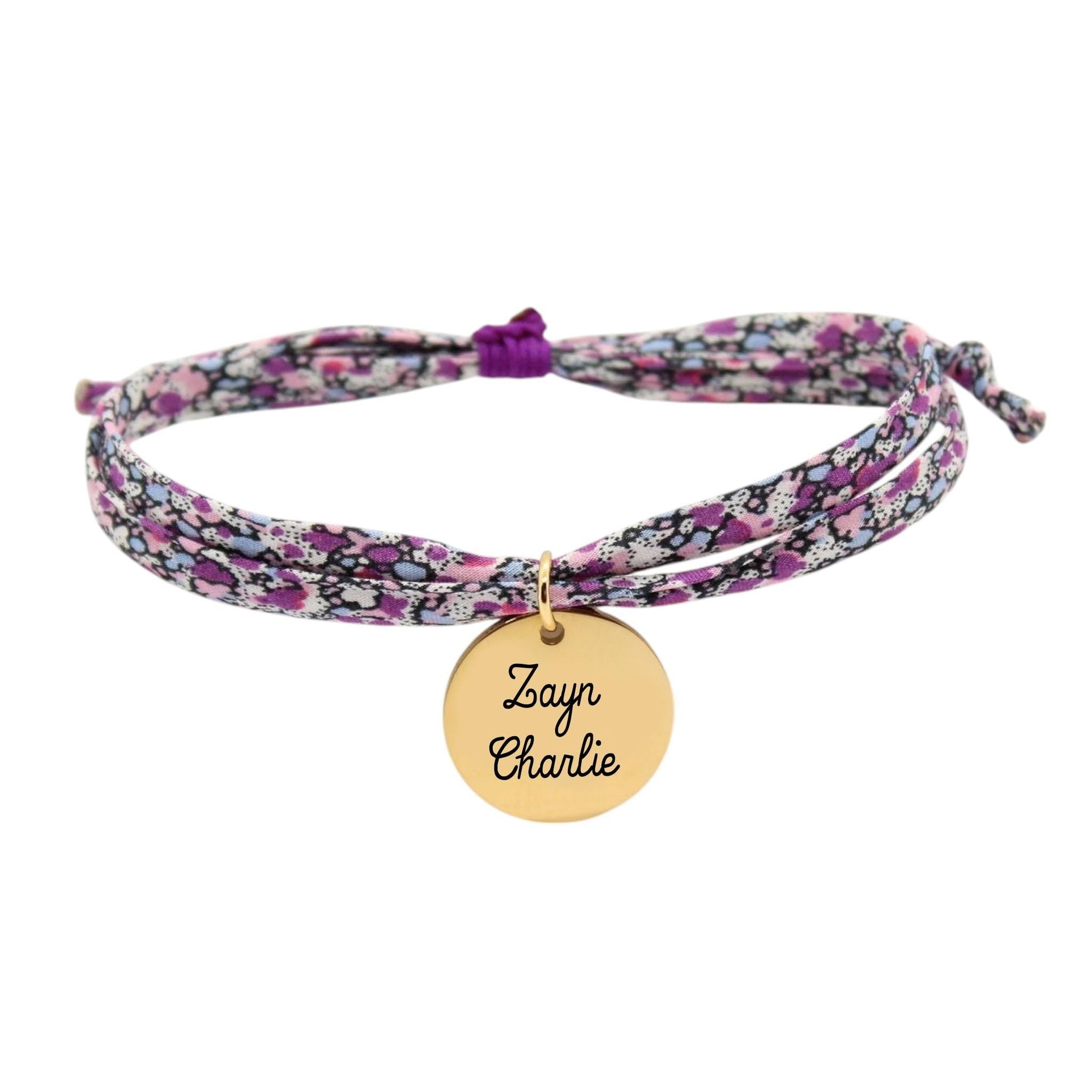 Bracelet liberty personnalisé cordon pepper violet - Nemeti Bijoux