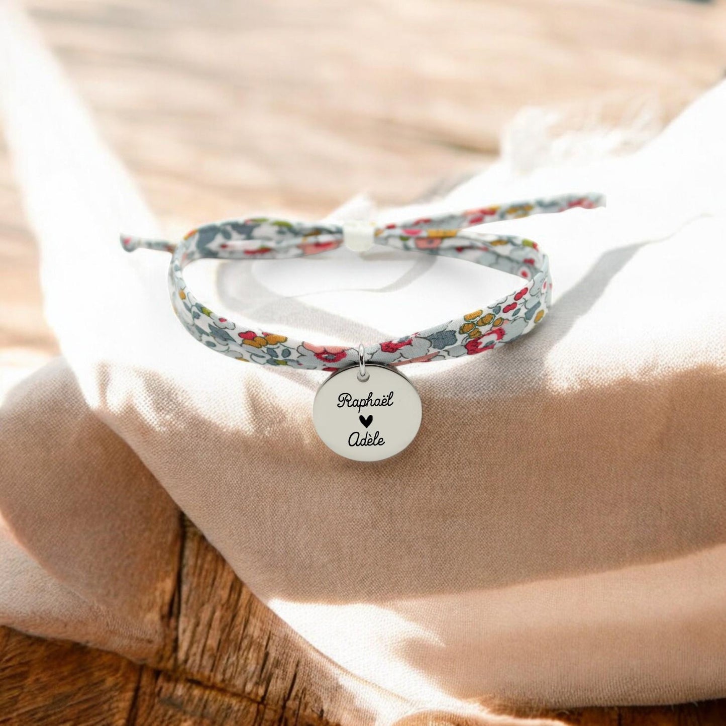 Bracelet liberty personnalisé cordon Betsy Ann porcelaine - Nemeti Bijoux