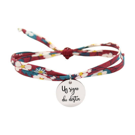 Bracelet liberty personnalisé cordon Mitsi bordeaux - Nemeti Bijoux