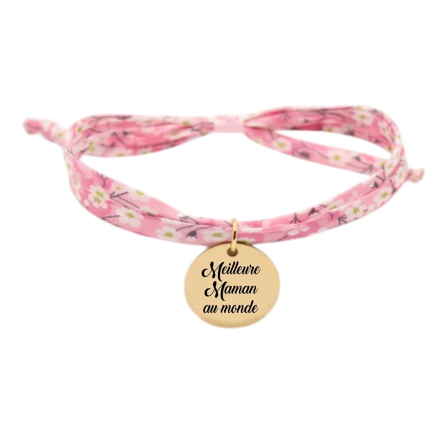 Bracelet liberty personnalisé cordon Mitsi Valeria Orchidée rose - Nemeti Bijoux