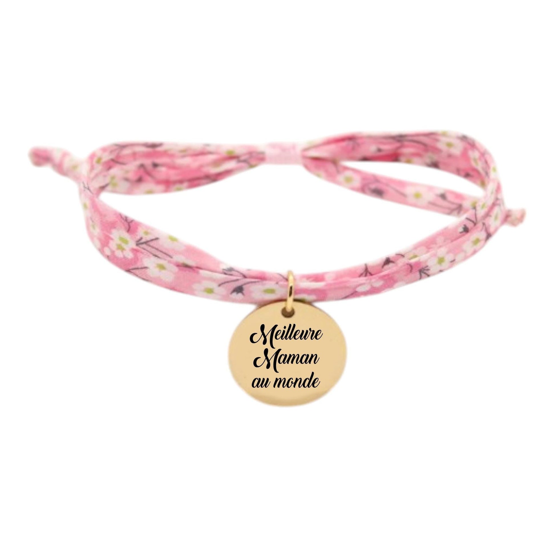 Bracelet liberty personnalisé cordon Mitsi Valeria Orchidée rose - Nemeti Bijoux