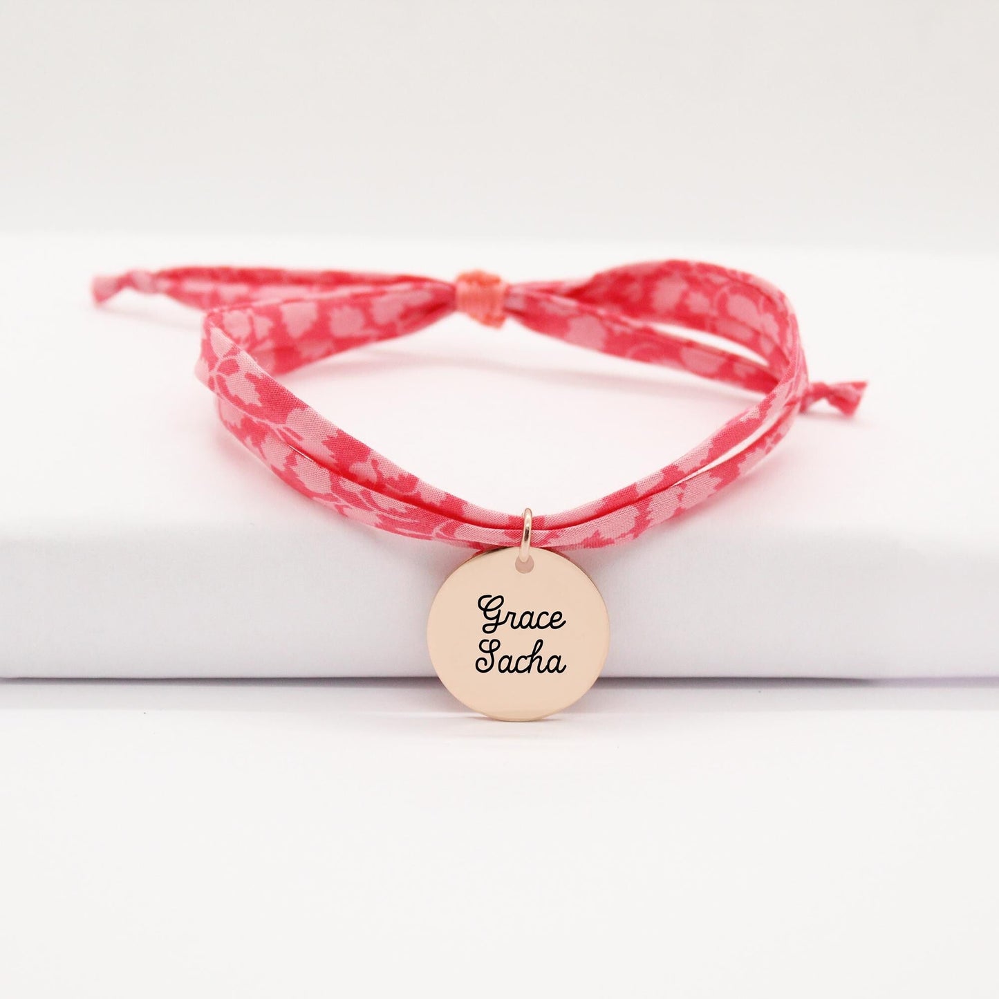 Bracelet liberty personnalisé cordon Glenjade corail saumon - Nemeti Bijoux