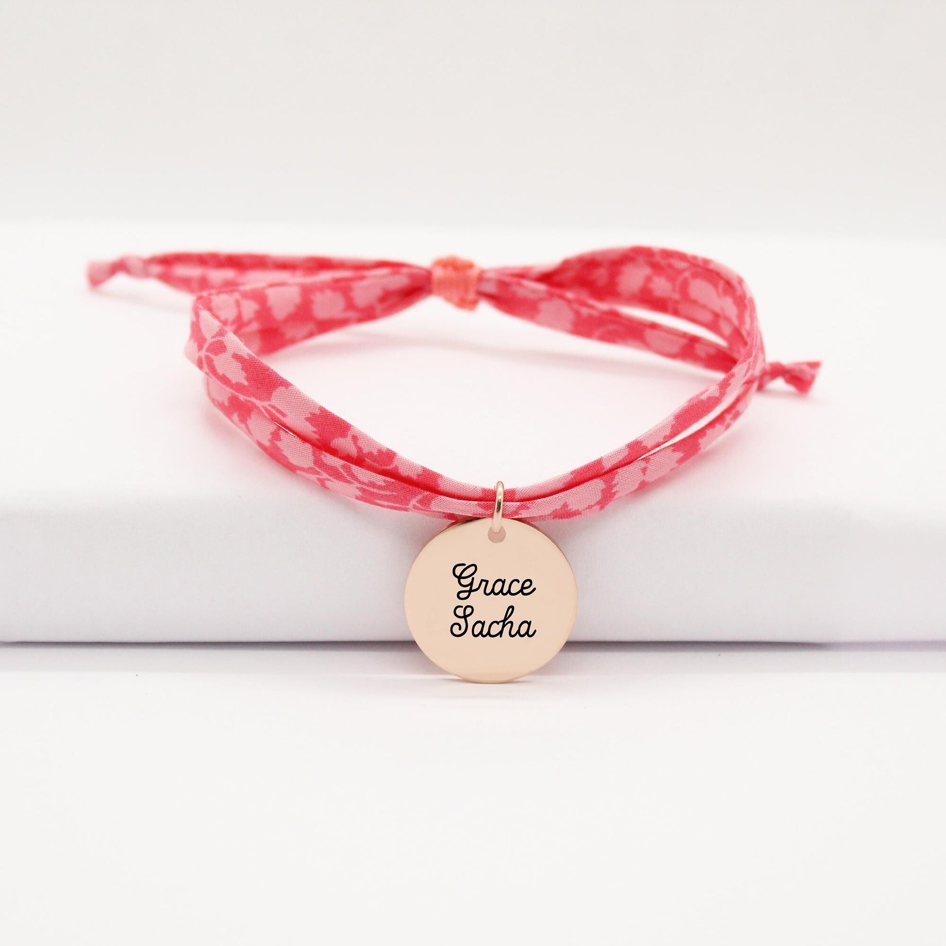 Bracelet liberty personnalisé cordon Glenjade corail saumon - Nemeti Bijoux