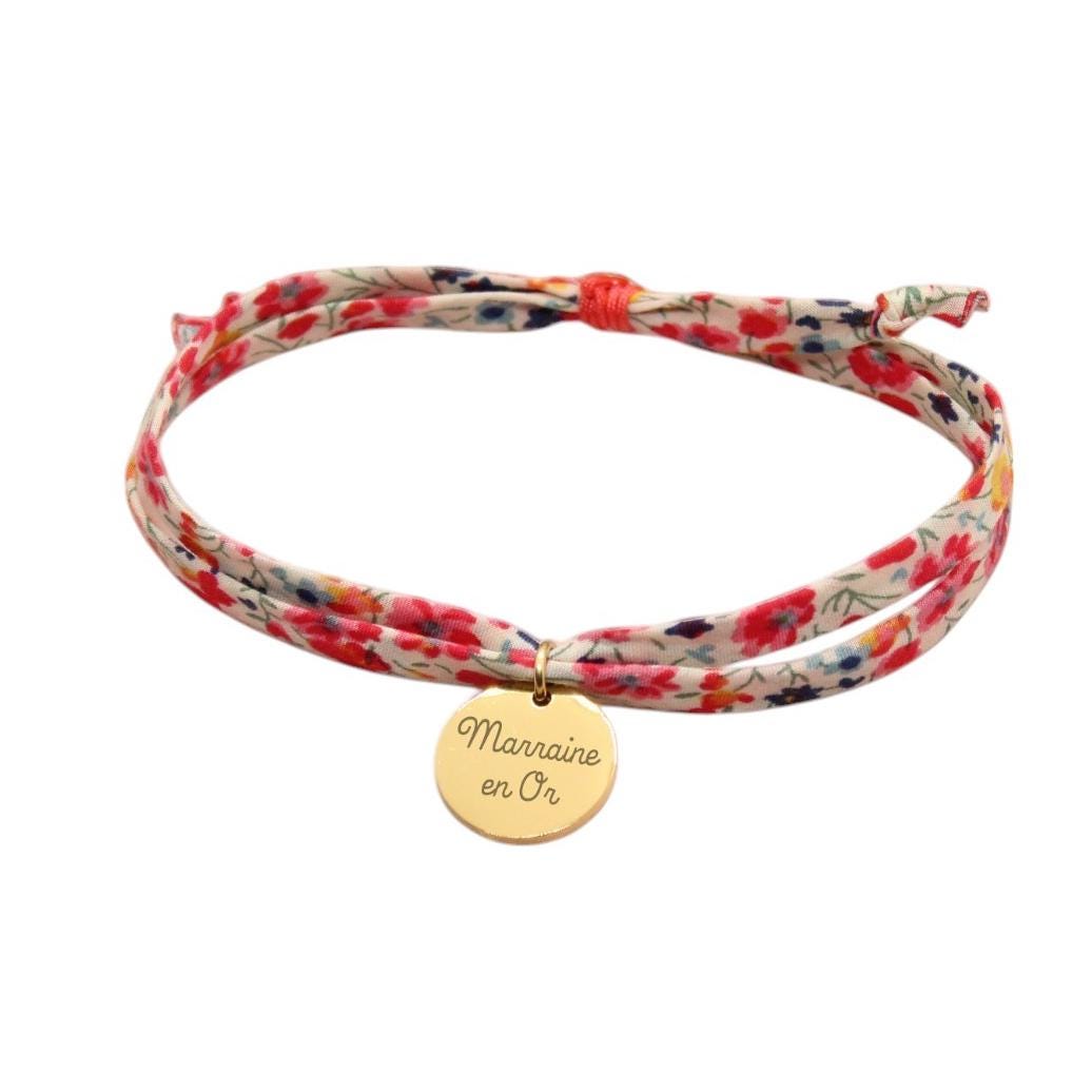Bracelet liberty personnalisé cordon Phoebe orangé - Nemeti Bijoux