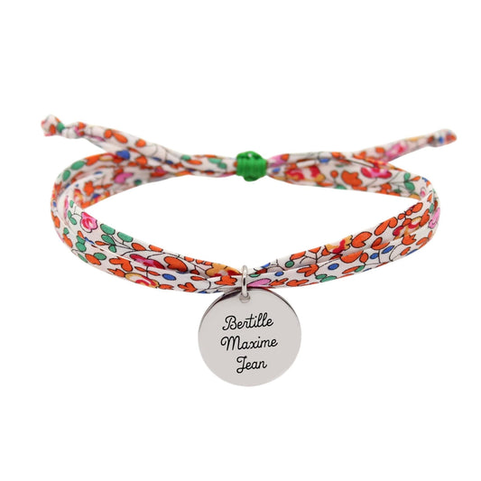 Bracelet liberty personnalisé cordon Eloise orange - Nemeti Bijoux