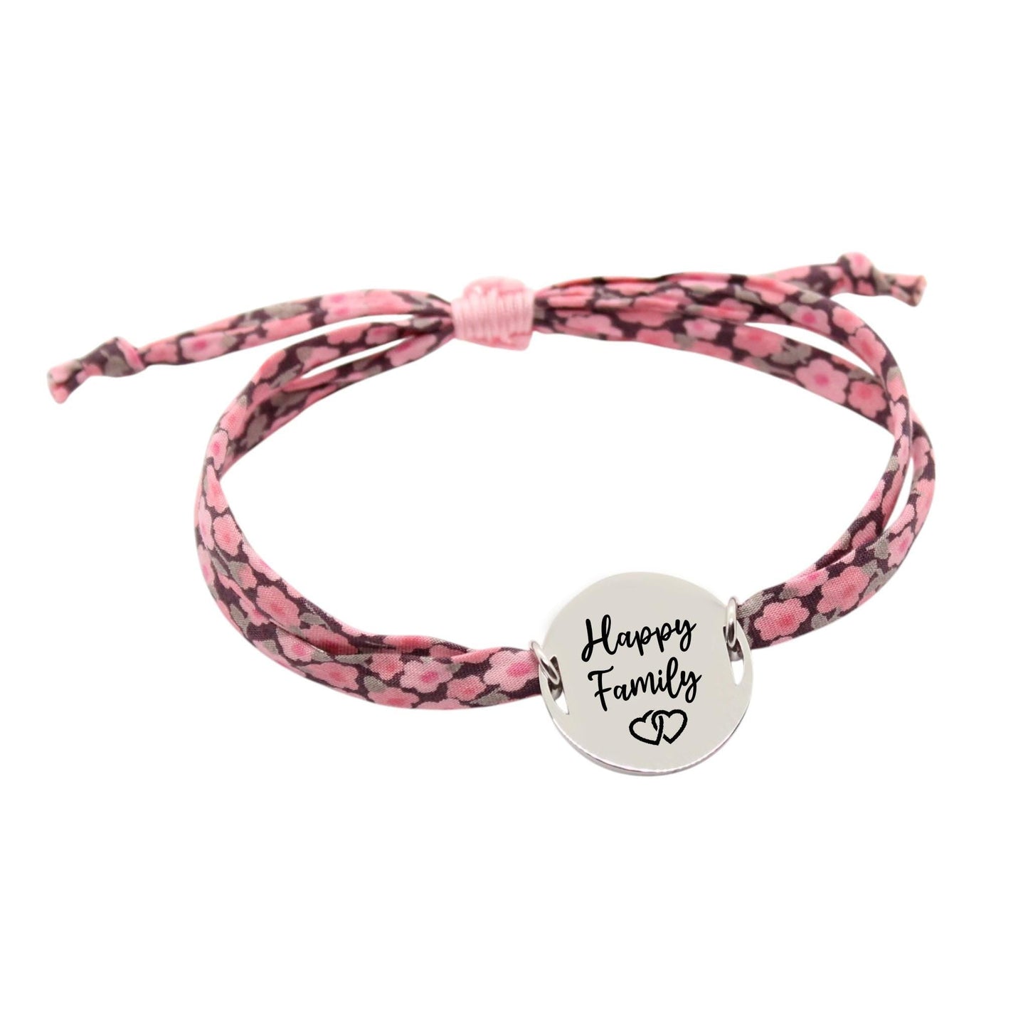 Bracelet liberty personnalisé cordon Penny rose - Nemeti Bijoux