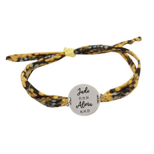 Bracelet liberty personnalisé cordon Star Anise Bouton d’or - Nemeti Bijoux