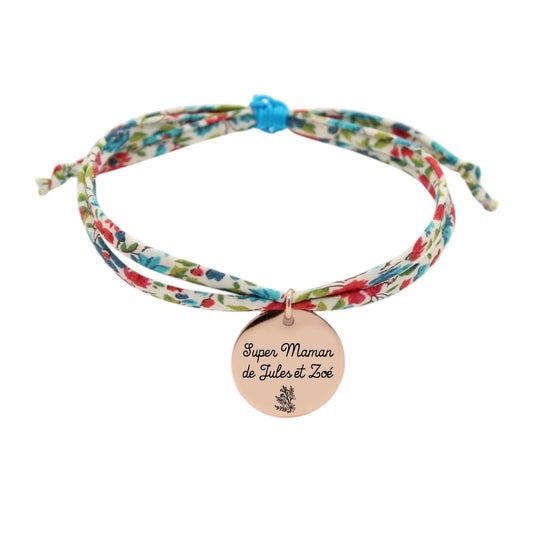 Bracelet liberty personnalisé cordon Hannah Rose Poppy - Nemeti Bijoux