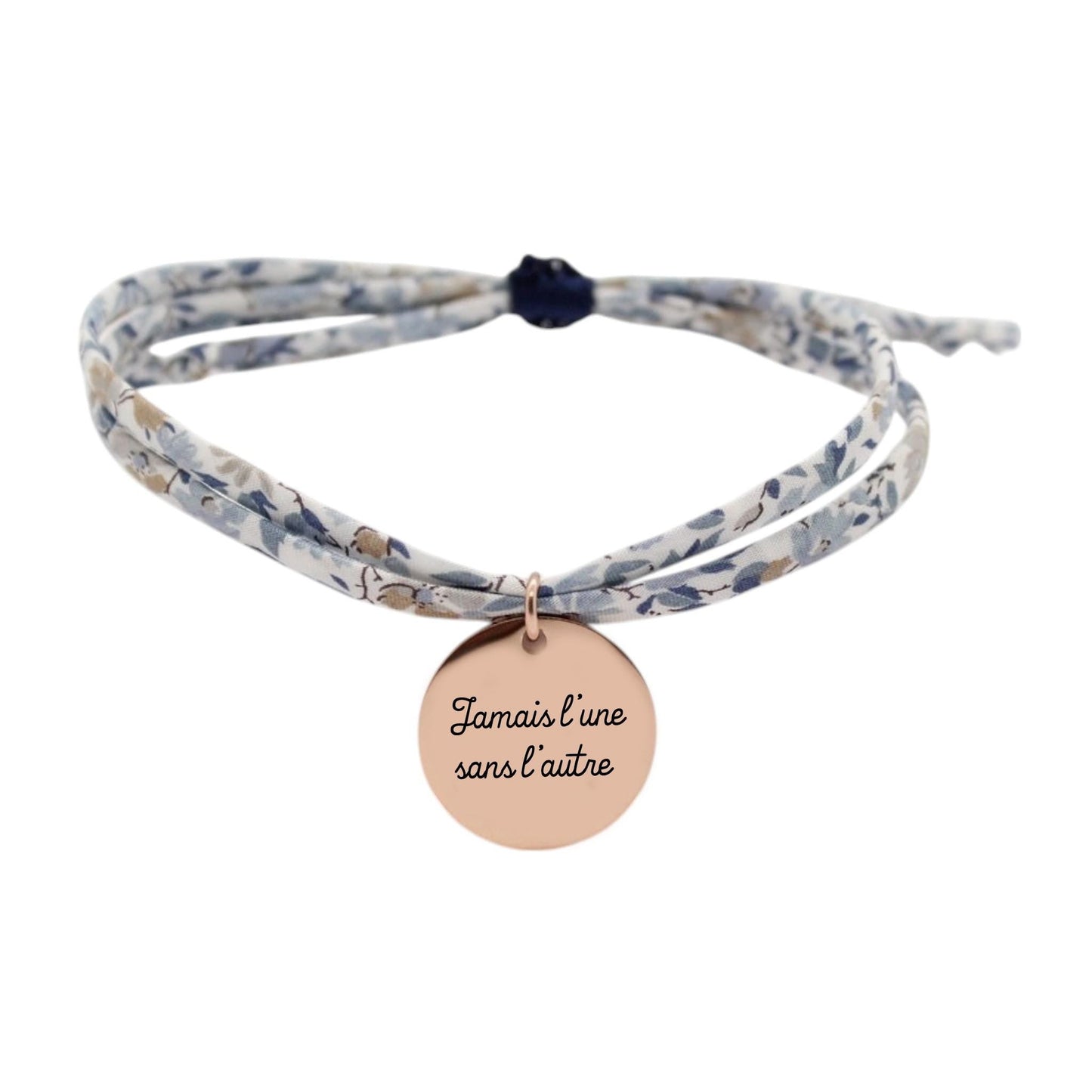 Bracelet liberty personnalisé cordon Hannah Rose gris - Nemeti Bijoux