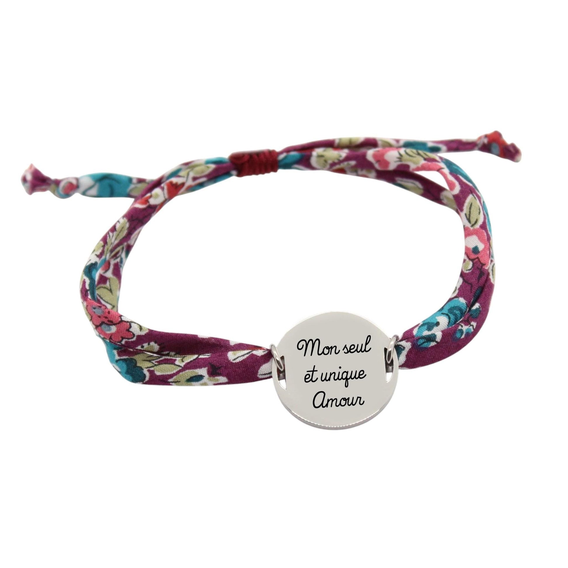 Bracelet liberty personnalisé cordon Tatum Plum pourpre - Nemeti Bijoux